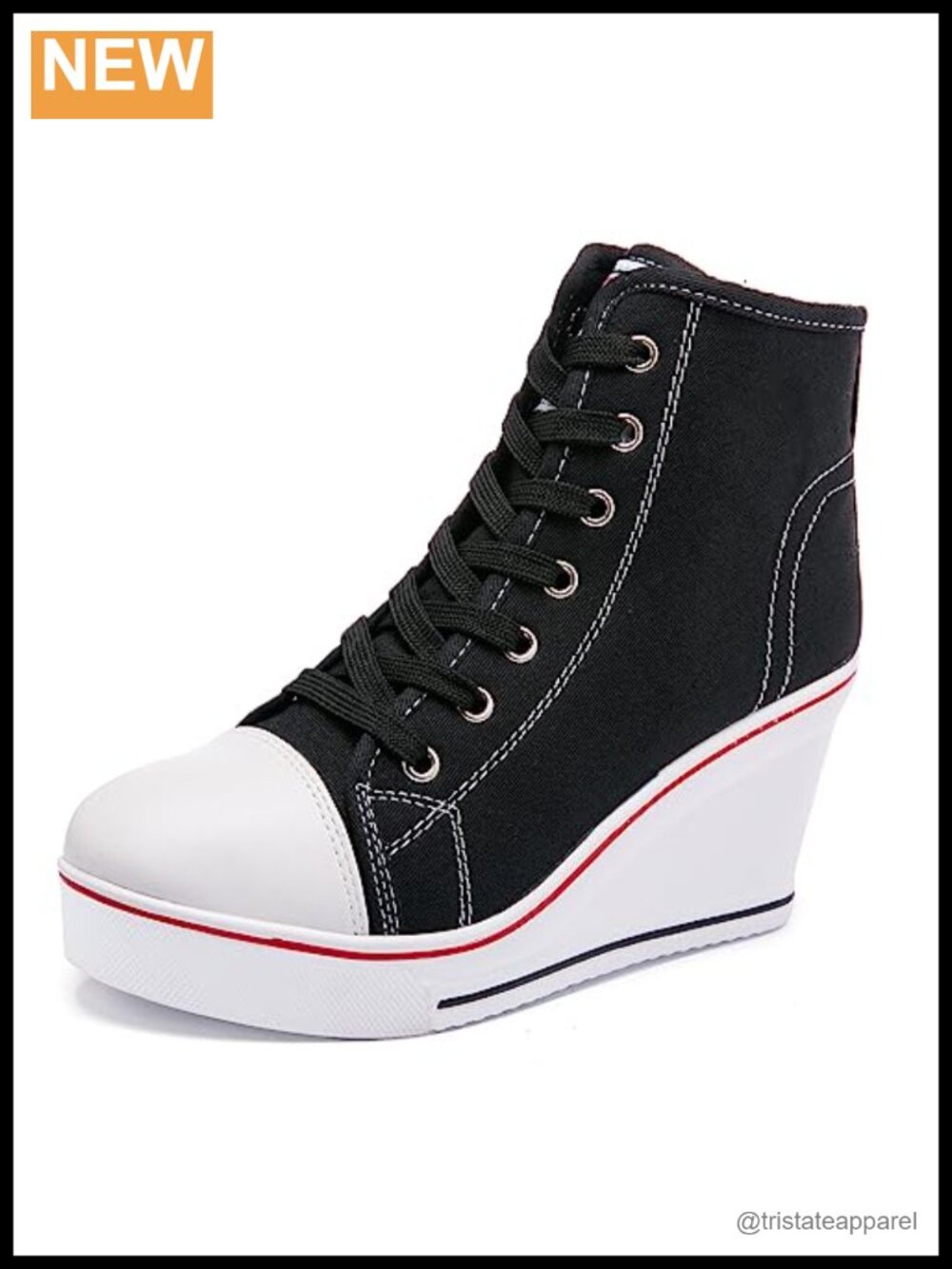 Hurriman Women's Wedge Sneakers Canvas High Top Platform Lace Up Zipper Casual